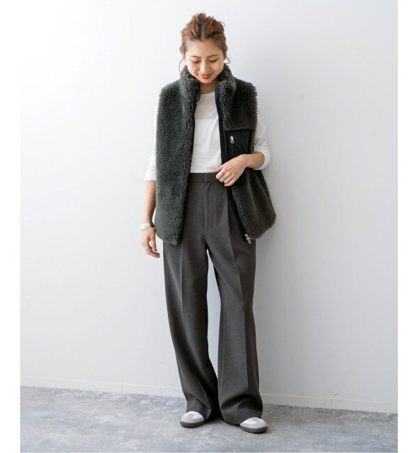 Spick and Span「《追加2》ダブルクロスツータックパンツ」|スラックス|