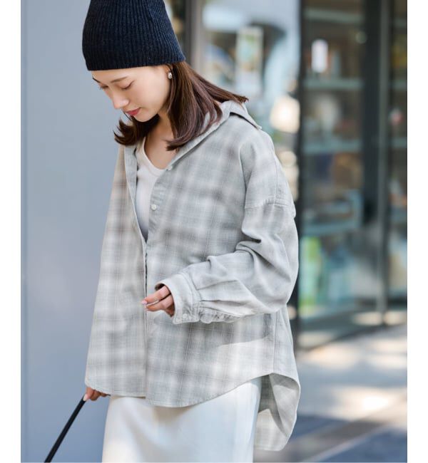 FRAMeWORK「INDIGO CHECKオーバーシャツ」|シャツ・ブラウス|サックスブルー