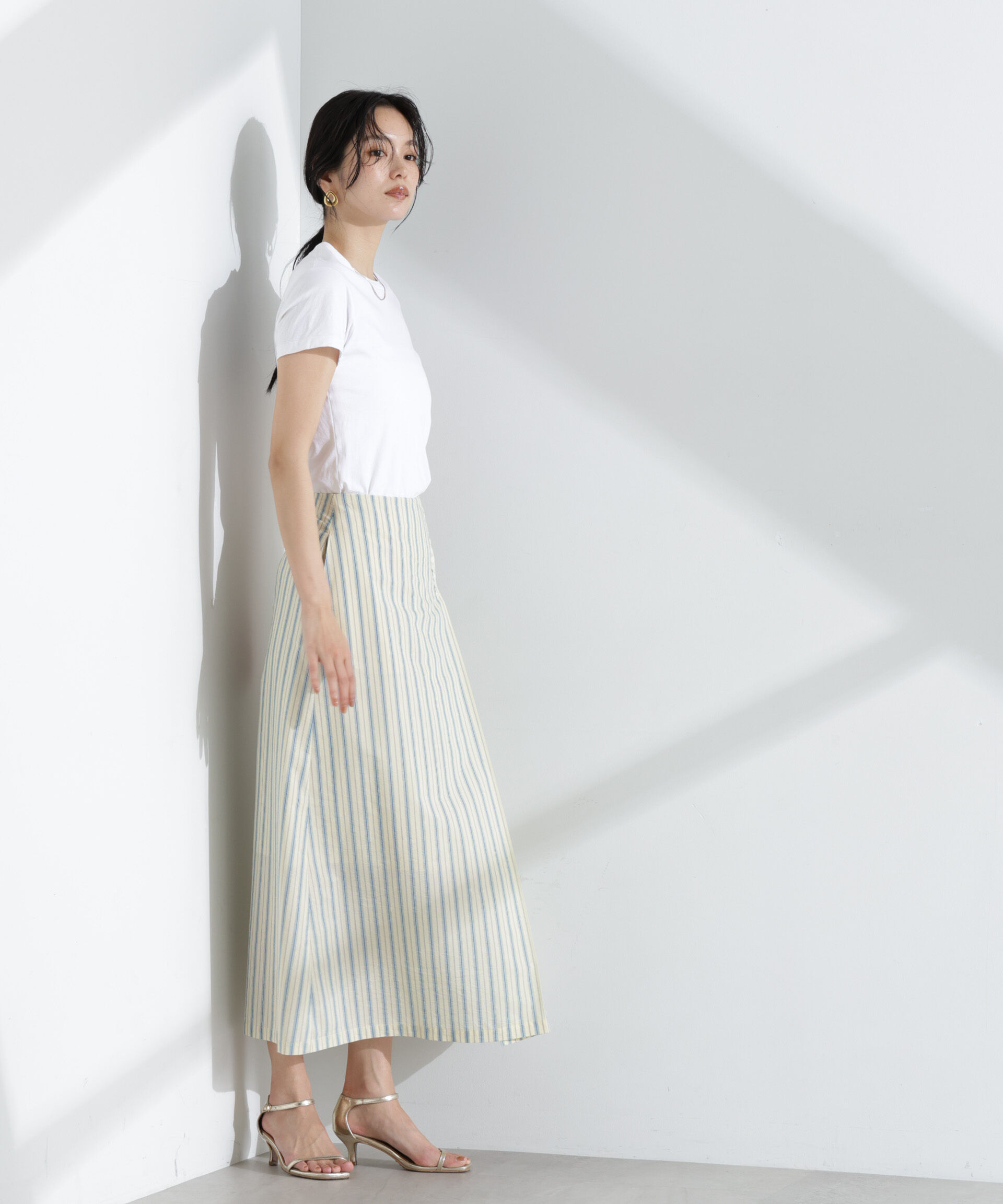 nano･universe「マルチボタンストライプスカート(セットアップ可)」|スカート|