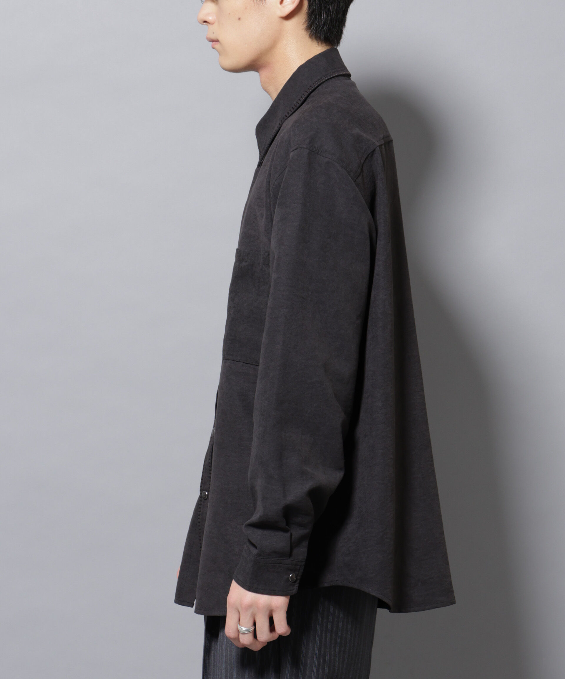 nano･universe「エンブロイダリーフェイクスウェードシャツ」|シャツ・ブラウス|