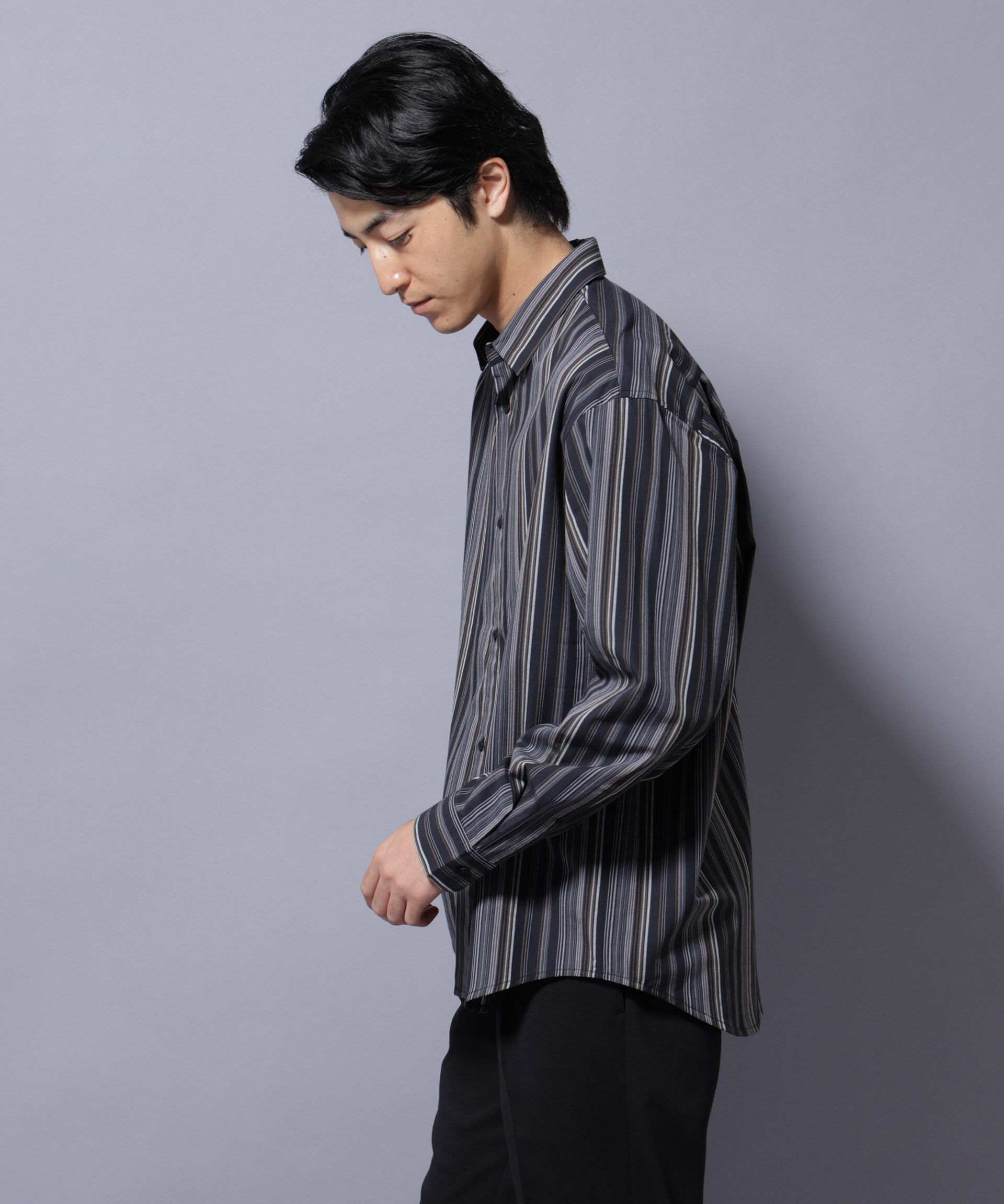 nano･universe「ランダムストライプシャツ 長袖」|シャツ・ブラウス|