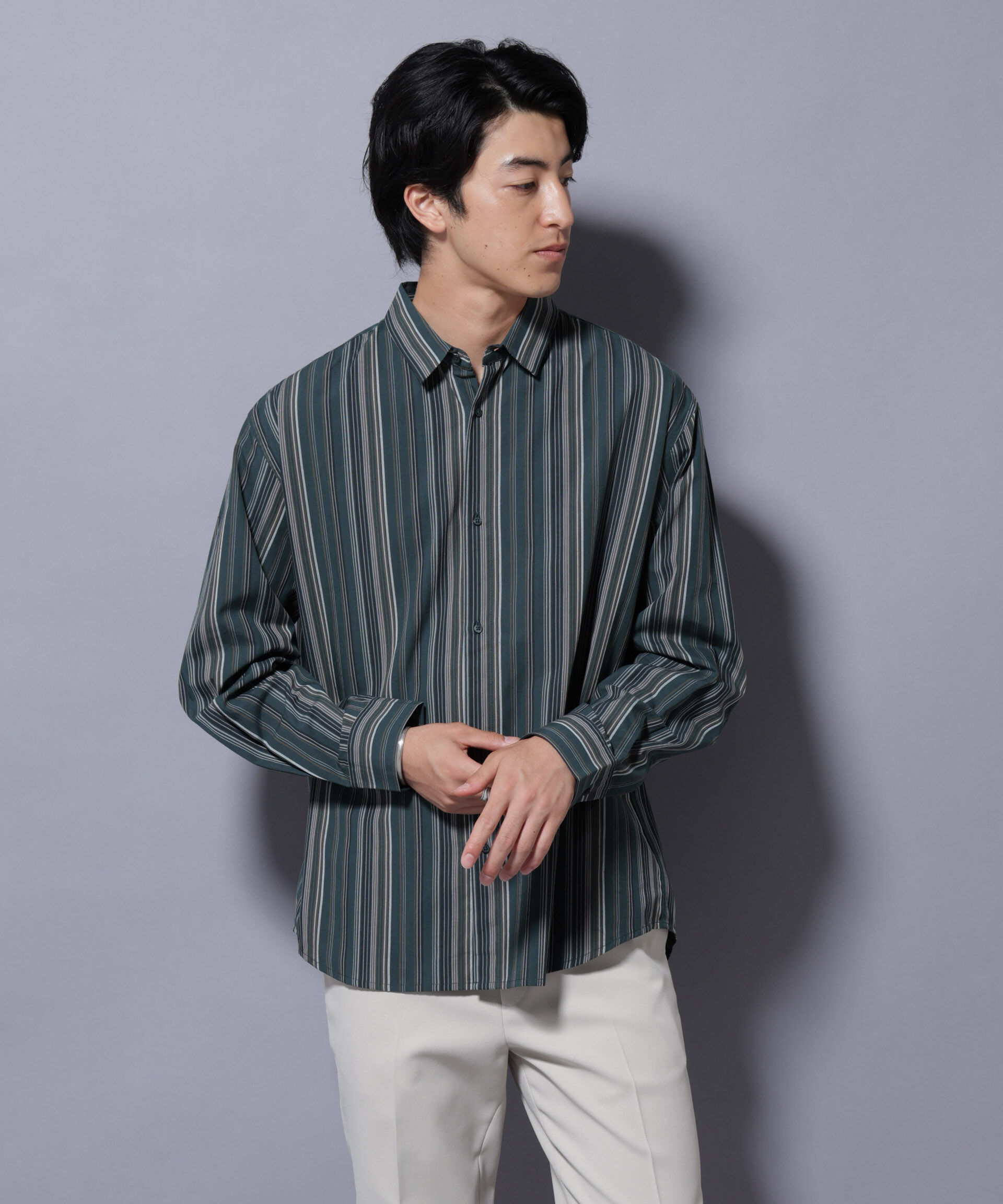 nano･universe「ランダムストライプシャツ 長袖」|シャツ・ブラウス|