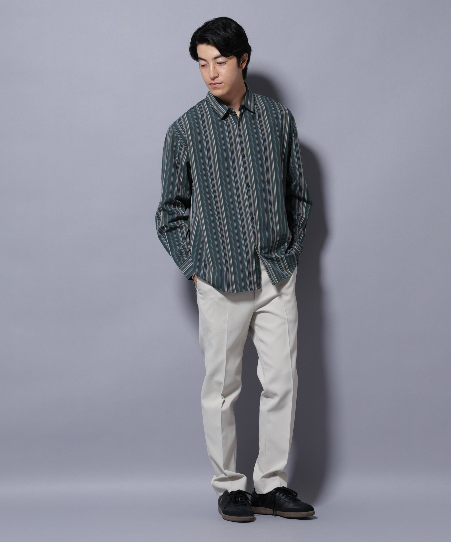 nano･universe「ランダムストライプシャツ 長袖」|シャツ・ブラウス|