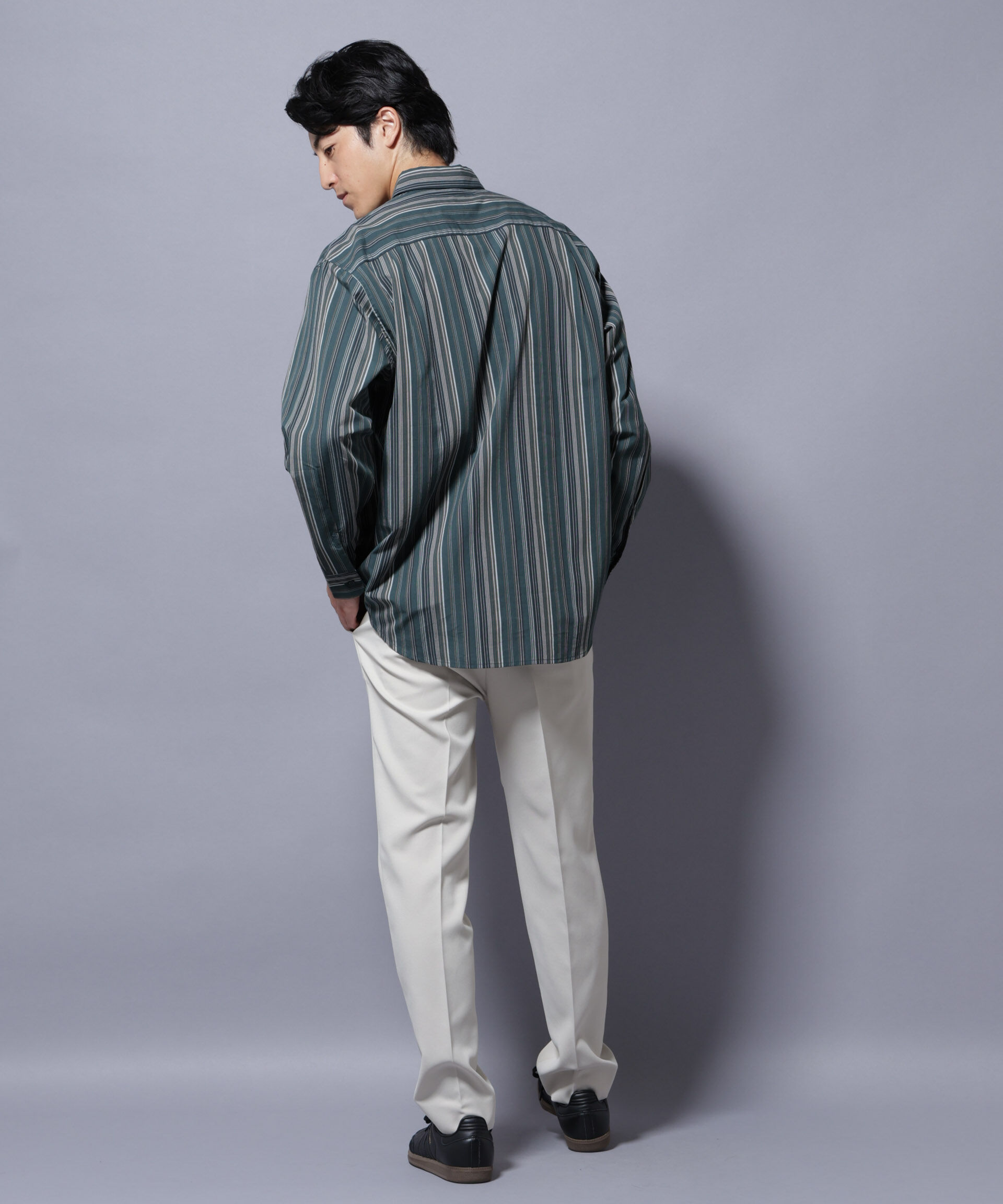 nano･universe「ランダムストライプシャツ 長袖」|シャツ・ブラウス|