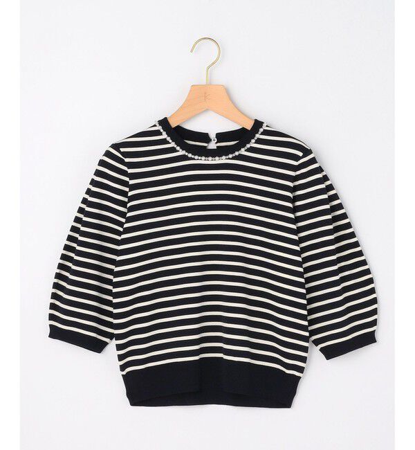 組曲「【WEB限定】クリアストレッチビジューレーン6分袖 ニット」|ニット・セーター|