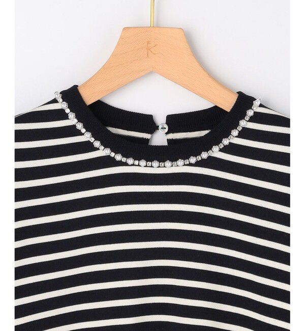 組曲「【WEB限定】クリアストレッチビジューレーン6分袖 ニット」|ニット・セーター|