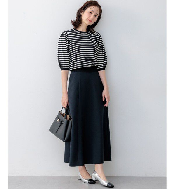 組曲「【WEB限定】クリアストレッチビジューレーン6分袖 ニット」|ニット・セーター|