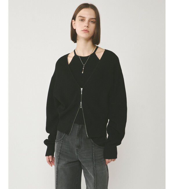  「ハイゲージ畦ニットカーディガン」|カーディガン|ブラック