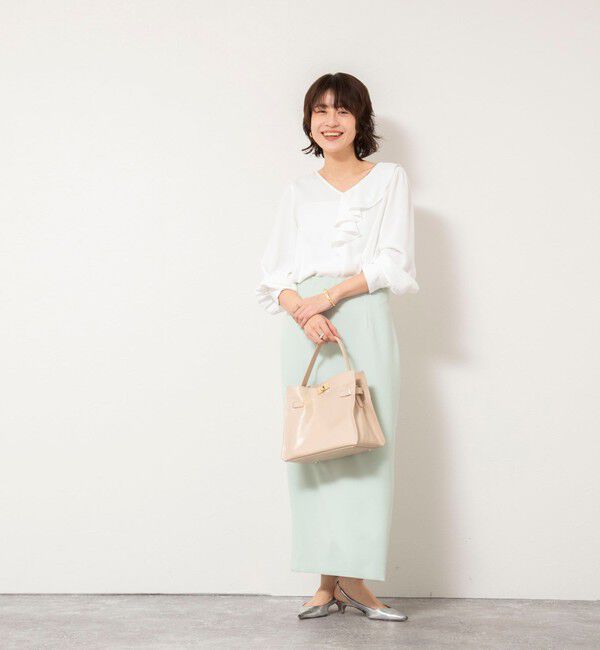 NOLLEY'S sophi「ウォッシャブルサテンアシンメトリーラッフルブラウス」|シャツ・ブラウス|