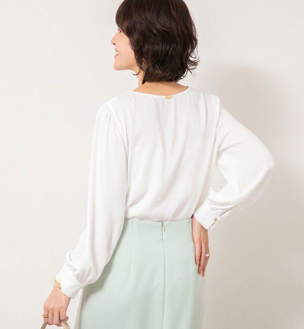 NOLLEY'S sophi「ウォッシャブルサテンアシンメトリーラッフルブラウス」|シャツ・ブラウス|