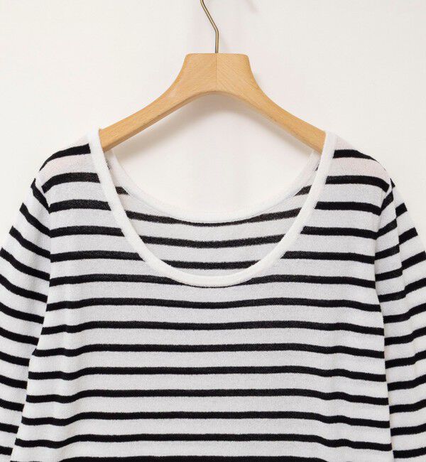 Rie Miller「ウォッシャブルブークレーボーダーバックUネックプルオーバー」|ニット・セーター|