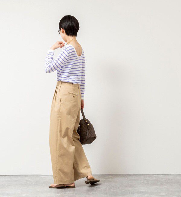 Rie Miller「ウォッシャブルブークレーボーダーバックUネックプルオーバー」|ニット・セーター|