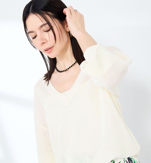 NOLLEY'S sophi「《手洗い可能》ペーパー混深V片畦プルオーバー」|ニット・セーター|