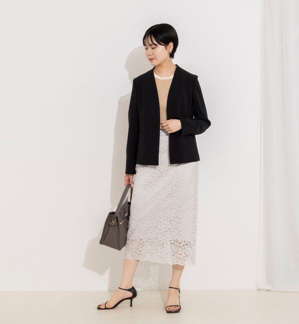 NOLLEY'S sophi「《セットアップ対応》ウォッシャブル2WAYツイルストレッチジャケット」|ノーカラージャケット|