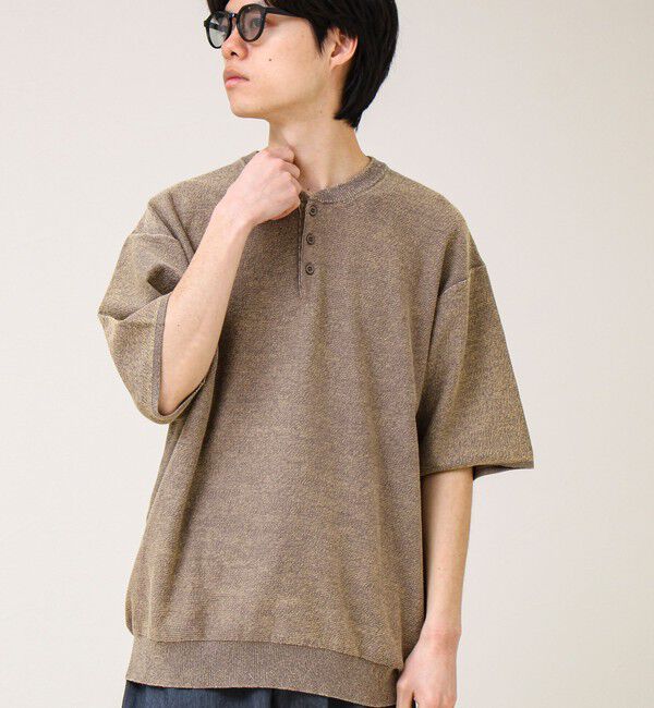 GLOSTER「【大人の抜け感】スノーウォッシュ ヘンリーネックプルオーバー」|ニット・セーター|ベージュ