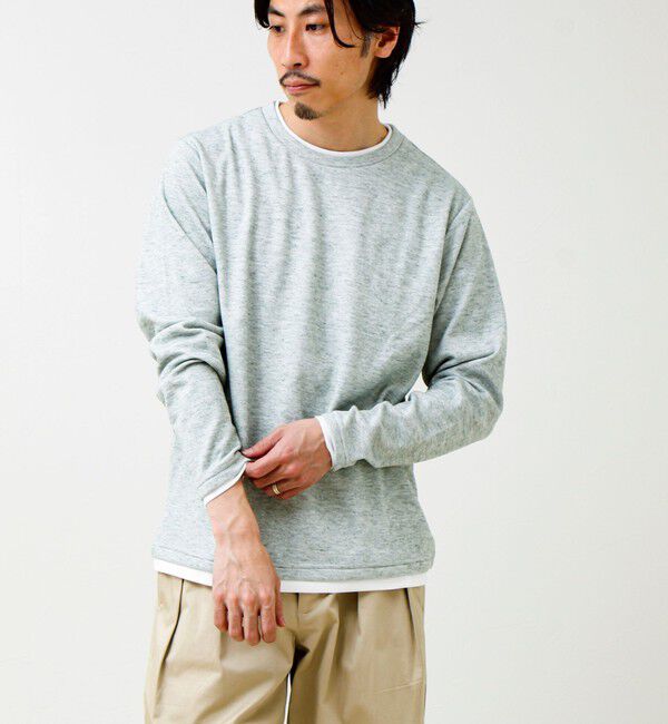GLOSTER「メランジ微起毛スムース フェイクレイヤード ロンT」|Tシャツ・カットソー|