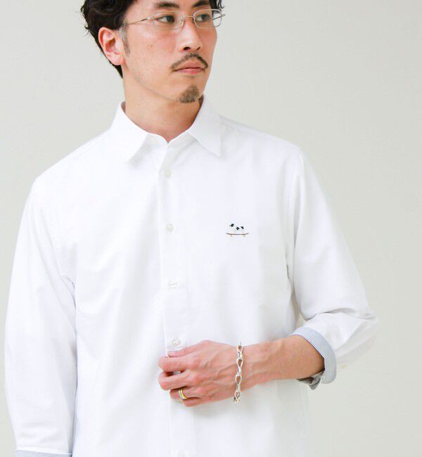 GLOSTER「【フレブル刺繍】七分袖シャツ ストライプ/無地」|シャツ・ブラウス|