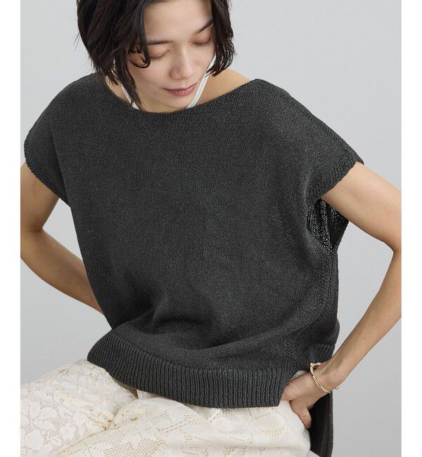 SALON adam et rope'「ペーパーヤーンフレンチスリーブプルオーバー / 新色追加」|ニット・セーター|