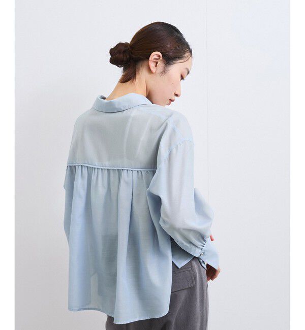 VIS「【防シワ/接触冷感/洗える】ボリュームスリーブショート丈シアーシャツ」|シャツ・ブラウス|