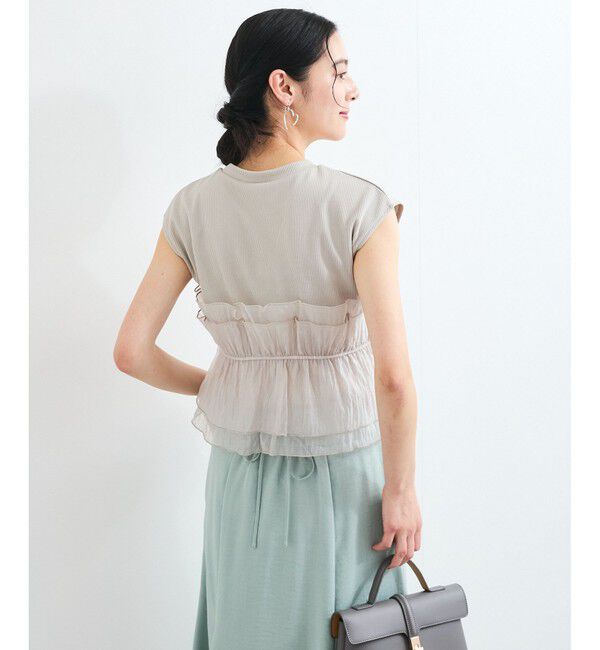 VIS「旬なレイヤードスタイルが叶う！ビスチェドッキングフレンチスリーブプルオーバー【洗える】」|Tシャツ・カットソー|