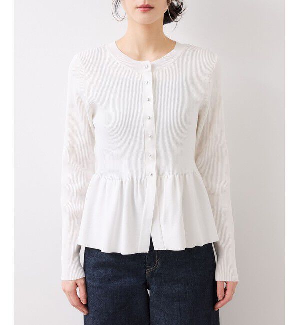 VIS「ペプラムニットカーディガン/イージーケア」|カーディガン|