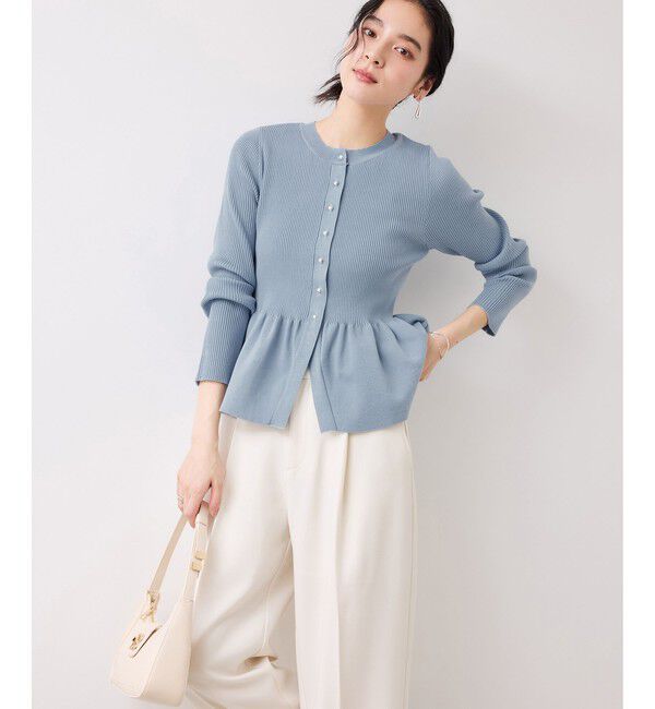 VIS「ペプラムニットカーディガン/イージーケア」|カーディガン|
