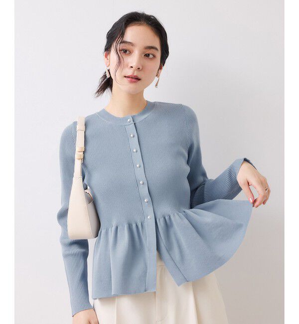 VIS「ペプラムニットカーディガン/イージーケア」|カーディガン|