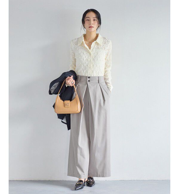 VIS「フロントタックデザインワイドパンツ」|チノ|