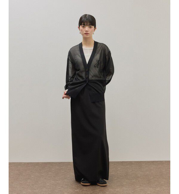 ADAM ET ROPE'「【サステナブル】シアーロゴカーディガン」|カーディガン|