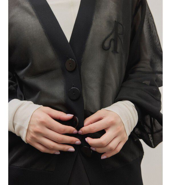 ADAM ET ROPE'「【サステナブル】シアーロゴカーディガン」|カーディガン|