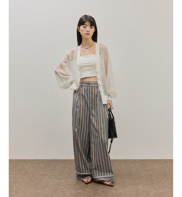 ADAM ET ROPE'「【サステナブル】シアーロゴカーディガン」|カーディガン|