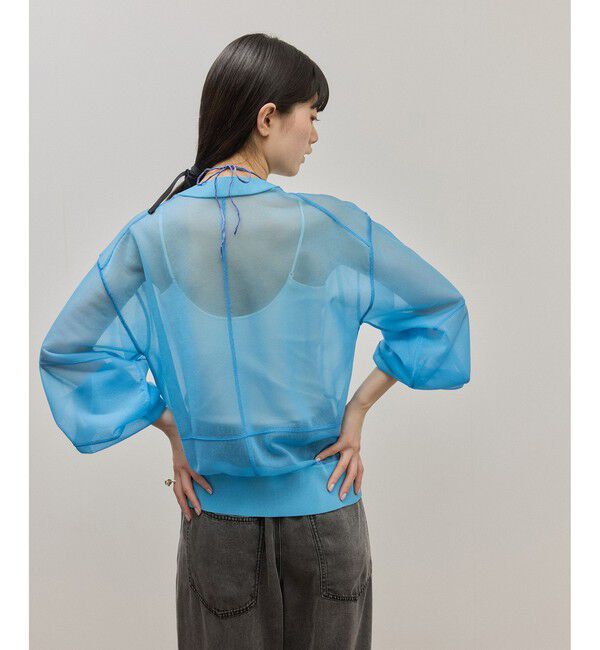 ADAM ET ROPE'「【サステナブル】シアーロゴカーディガン」|カーディガン|