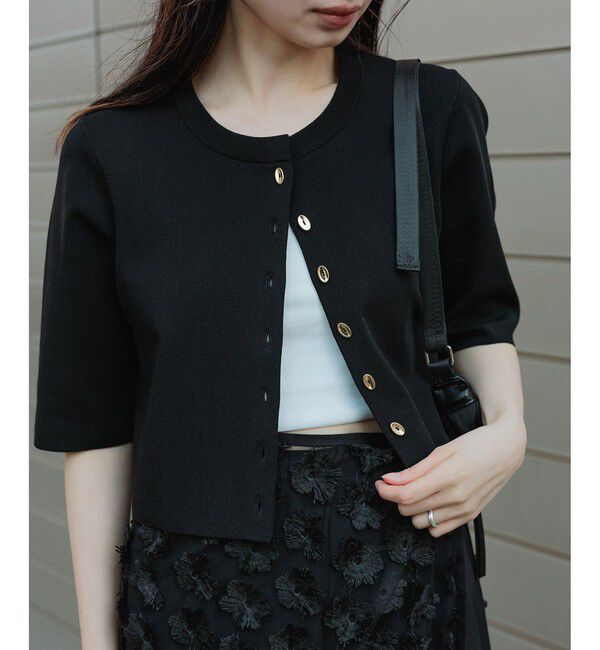 ADAM ET ROPE'「キュプラMIXクールタッチカーディガン/UV抑制/接触冷感」|カーディガン|ブラック(01)