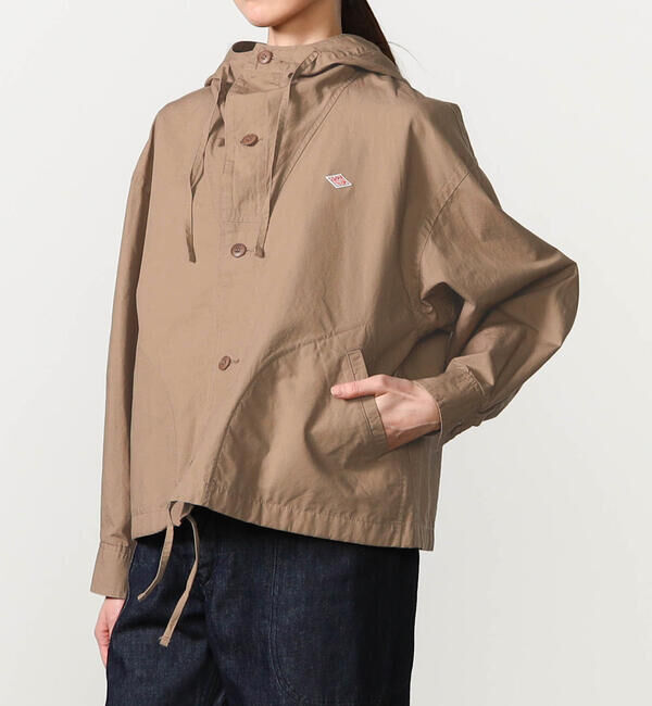 DANTON「DANTON | コットンリネンダンプ ショートフードジャケット WOMEN」|テーラードジャケット|BEIGE系1