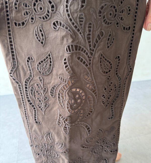  「刺繍レースコットンパンツ」|チノ|