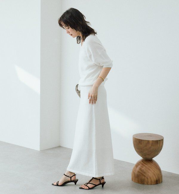  「【手洗い可能】ギマコットン片畦Vネックニット」|ニット・セーター|