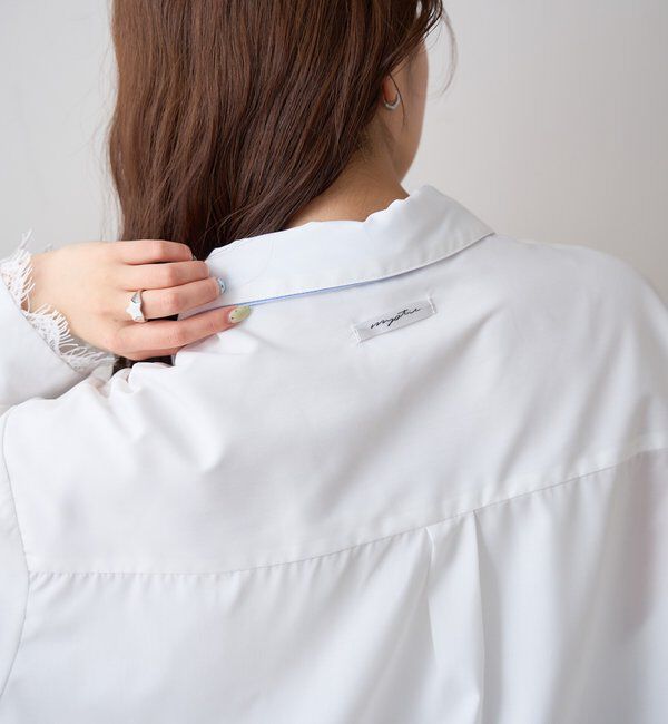  「ストライプ裾レースシャツ」|シャツ・ブラウス|