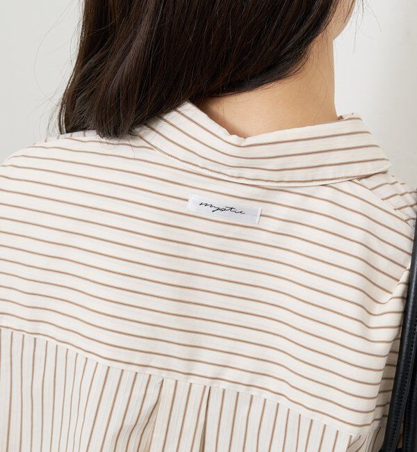  「ストライプ裾レースシャツ」|シャツ・ブラウス|