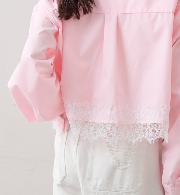  「ストライプ裾レースシャツ」|シャツ・ブラウス|