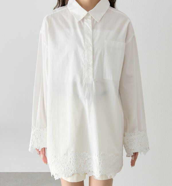  「裾レーススキッパーシャツ」|シャツ・ブラウス|