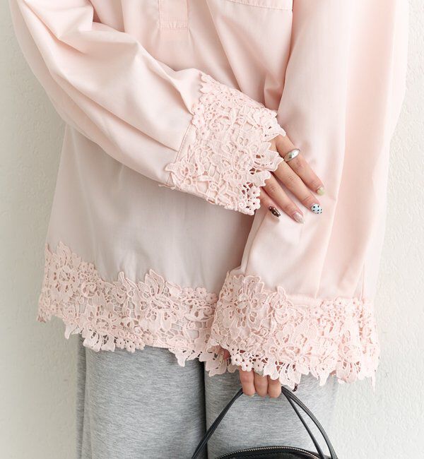  「裾レーススキッパーシャツ」|シャツ・ブラウス|