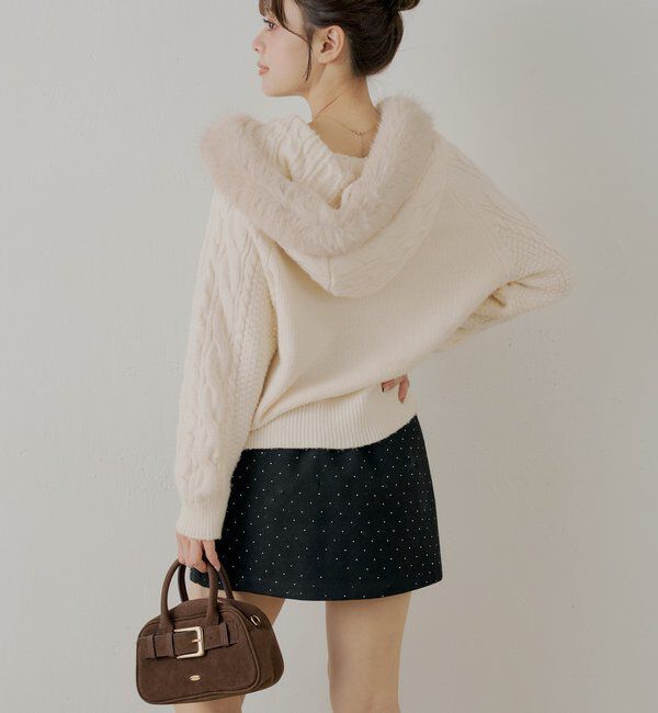  「ラインストーン台形タイトミニスカート」|スカート|