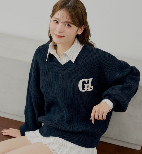  「【セットアップ対応】Vネックルーズニット」|ニット・セーター|