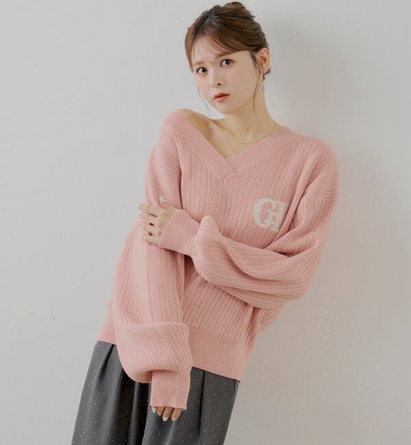  「【セットアップ対応】Vネックルーズニット」|ニット・セーター|
