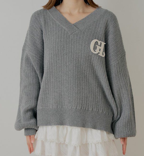  「【セットアップ対応】Vネックルーズニット」|ニット・セーター|