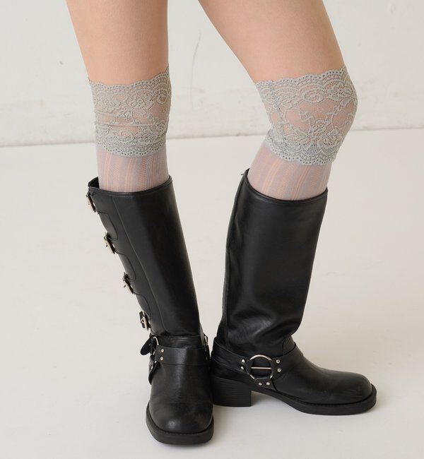  「レースニーハイソックス」|ソックス|ライトグレー