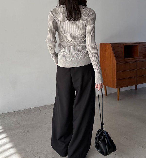  「バイカラーリブカーディガン」|カーディガン|