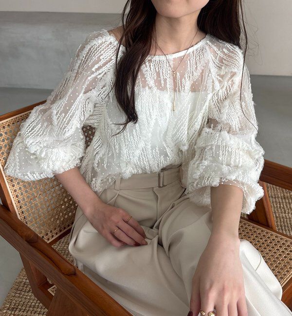  「【yuu企画】ジャガードシアーブラウス」|シャツ・ブラウス|
