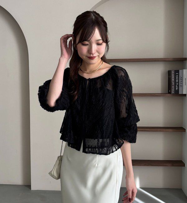  「【yuu企画】ジャガードシアーブラウス」|シャツ・ブラウス|