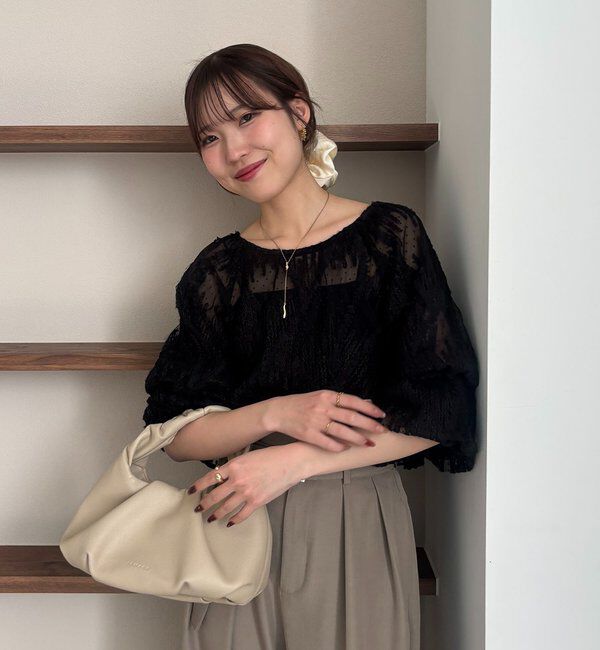  「【yuu企画】ジャガードシアーブラウス」|シャツ・ブラウス|